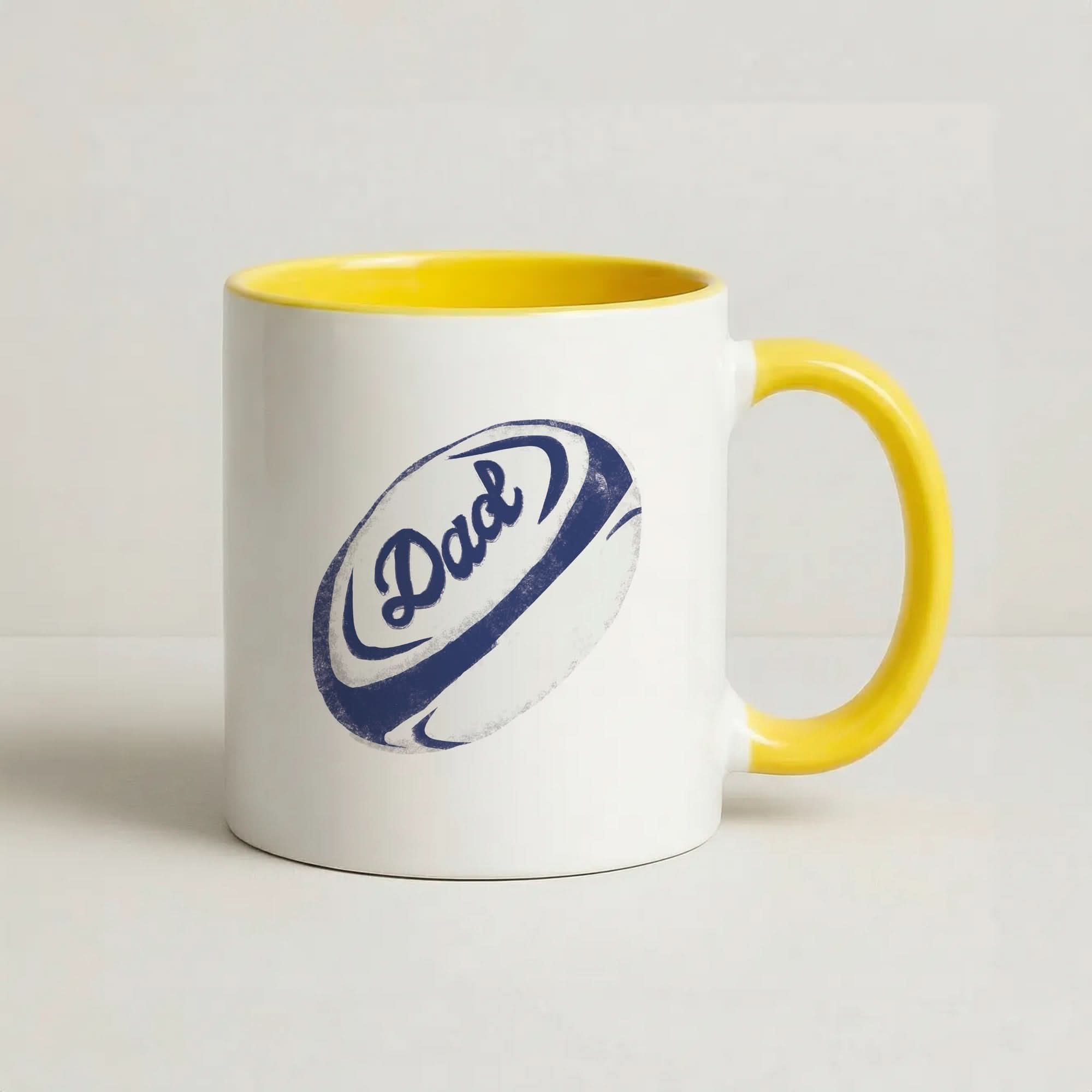 Dad Rugby Ball Yellow Mug