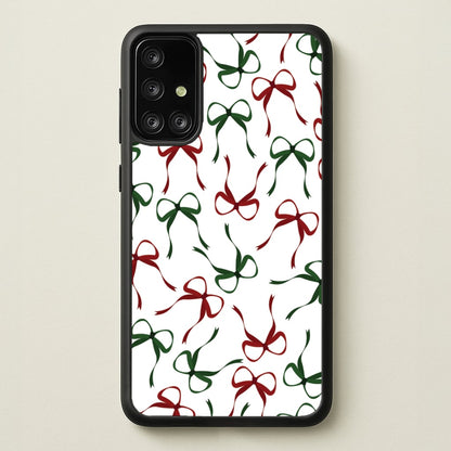 Red And Green Coquette Christmas Bows Pattern Galaxy A71 Case
