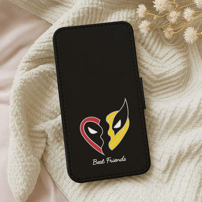 Superhero Best Friends Locket Leather Phone Case