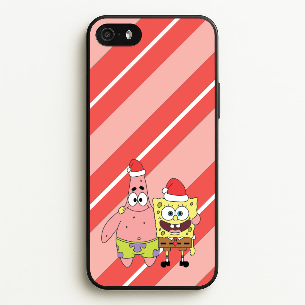 Cartoon Sponge And Starfish Christmas Hats iPhone 5 / 5s / SE 2016 Case