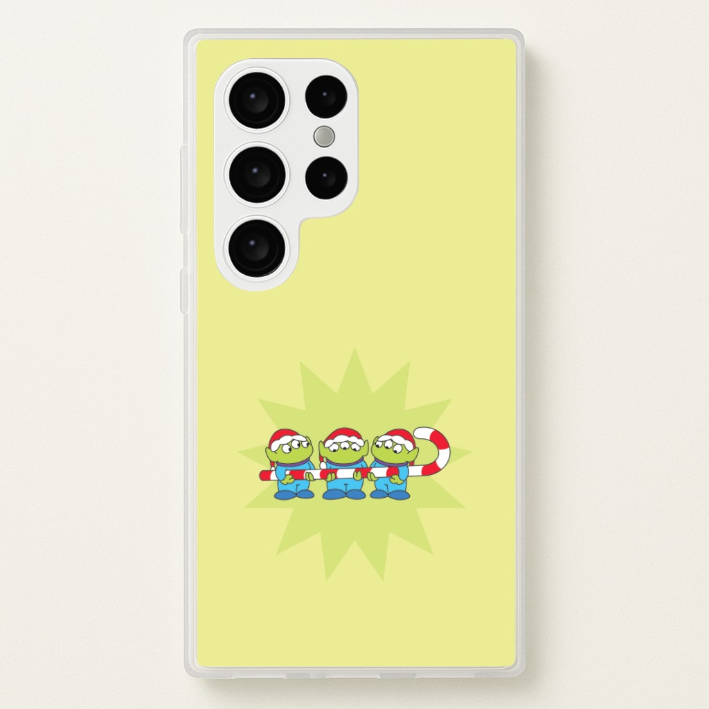 Cute Green Aliens Candycane Galaxy S24 Ultra Case