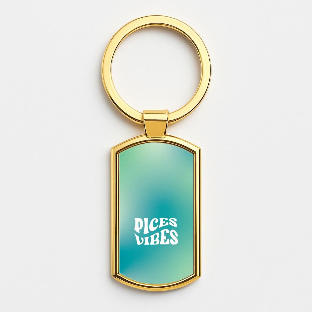 Pices Vibes Gradient Zodiac Gold Keyring