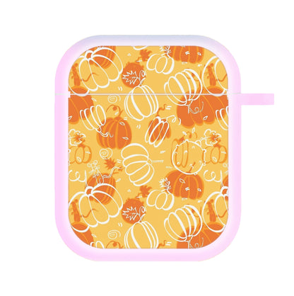 Drawn Pumpkin Pattern AirPods Case