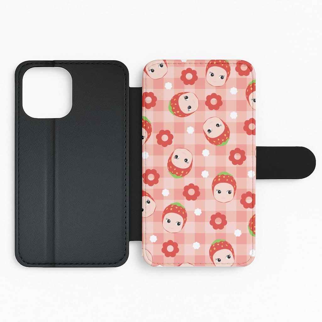 Strawberry Angel Pattern Flip Phone Case