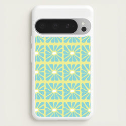 Square Abstract Flowers Blue Google Pixel 9 Pro XL Case