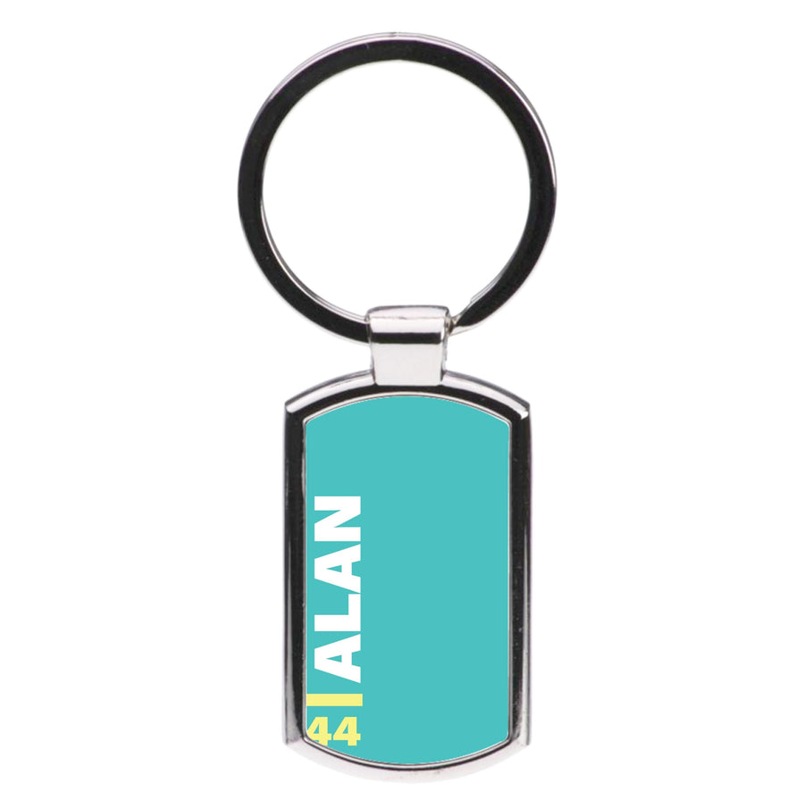 Personalised F1 Driver Blue Luxury Keyring