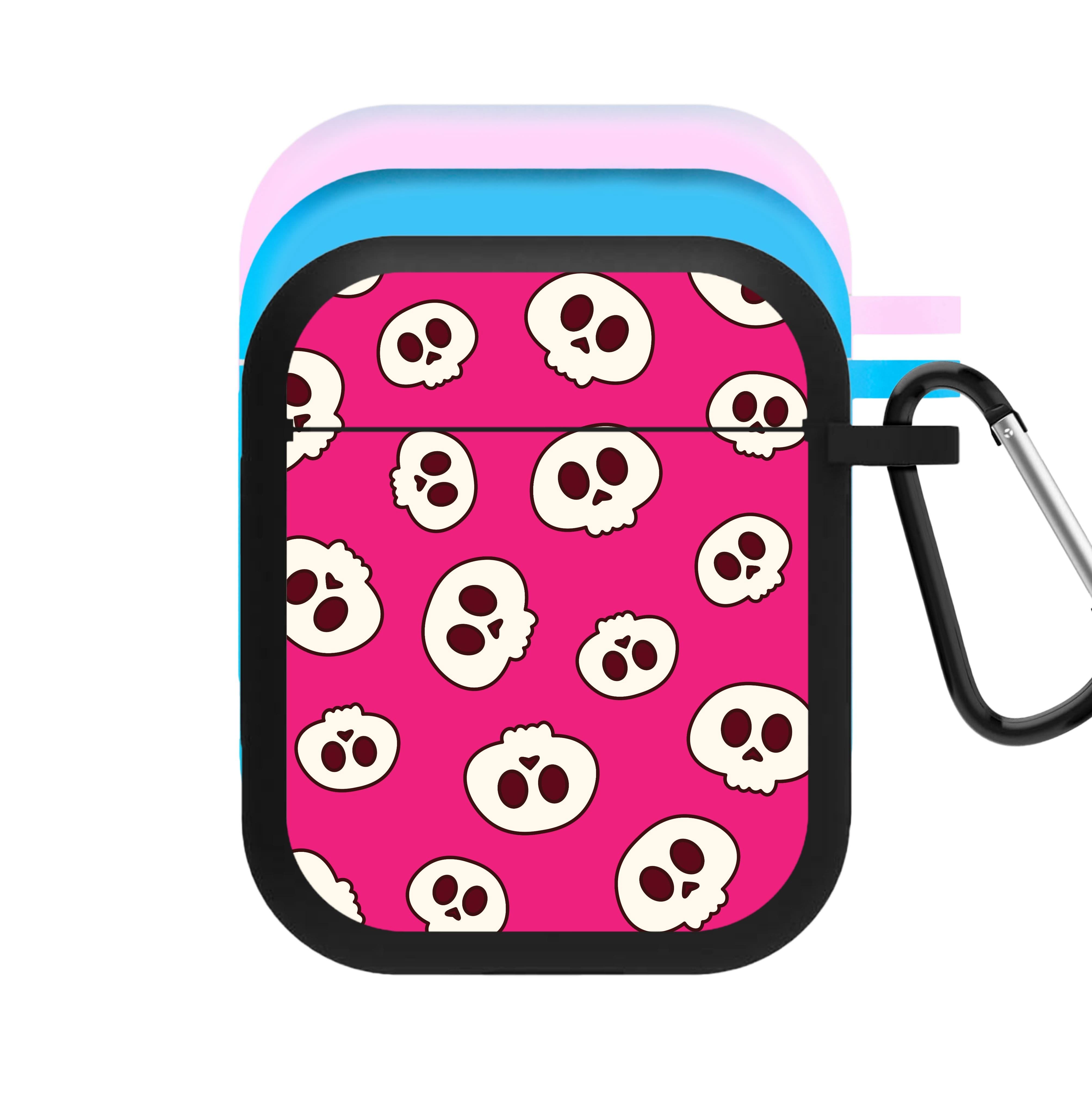 Pink Skulls Pattern AirPods Case