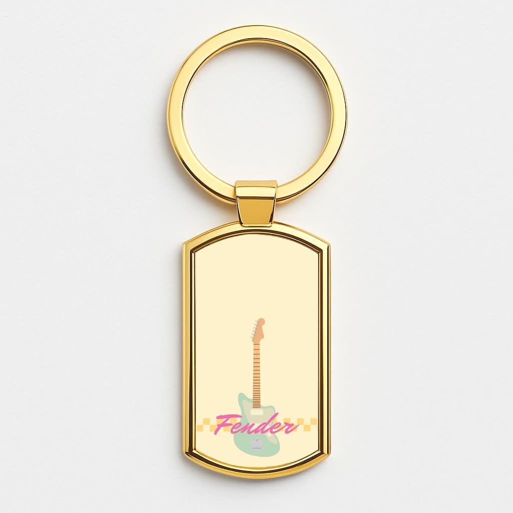 Blue Guitar Fender Gold Keyring