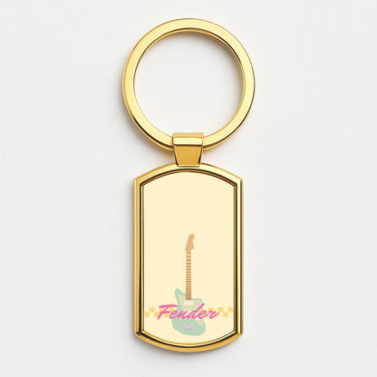 Blue Guitar Fender Gold Keyring