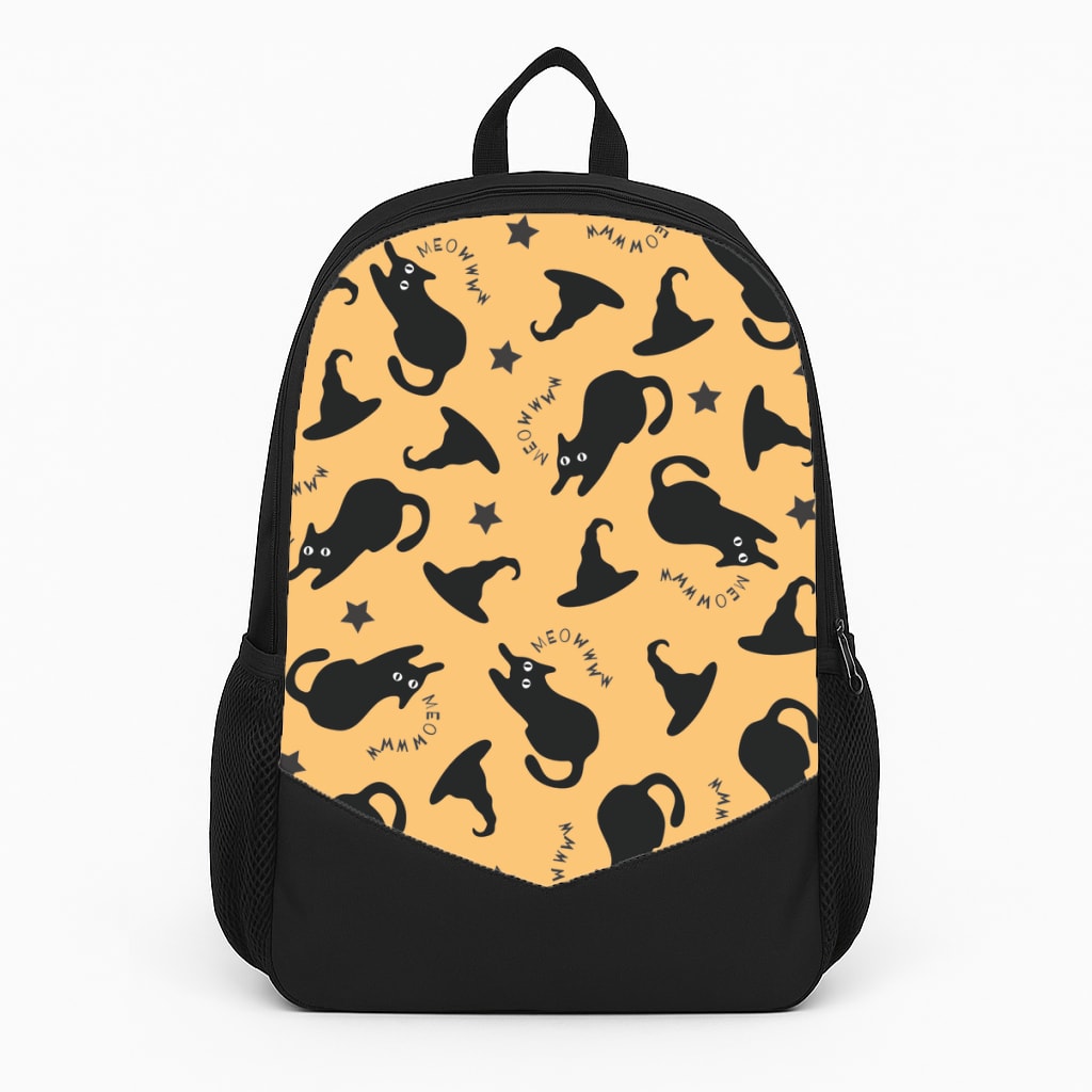 Black Cat And Hats Pattern Backpack