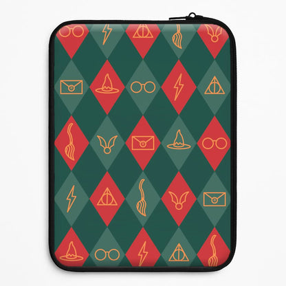 Christmas Wizard Icons Argyle Pattern Universal Laptop Sleeve