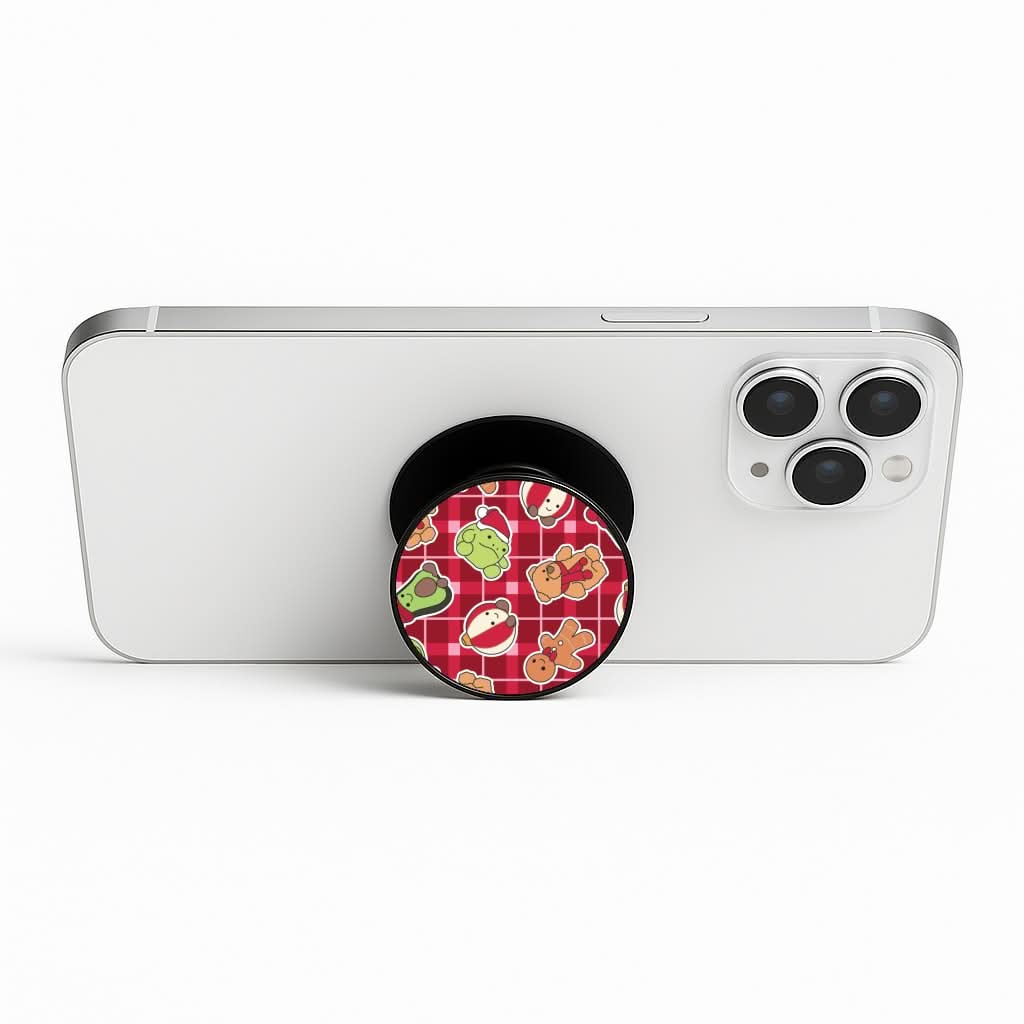 Christmas Plushies Tartan Pattern Phone Stand