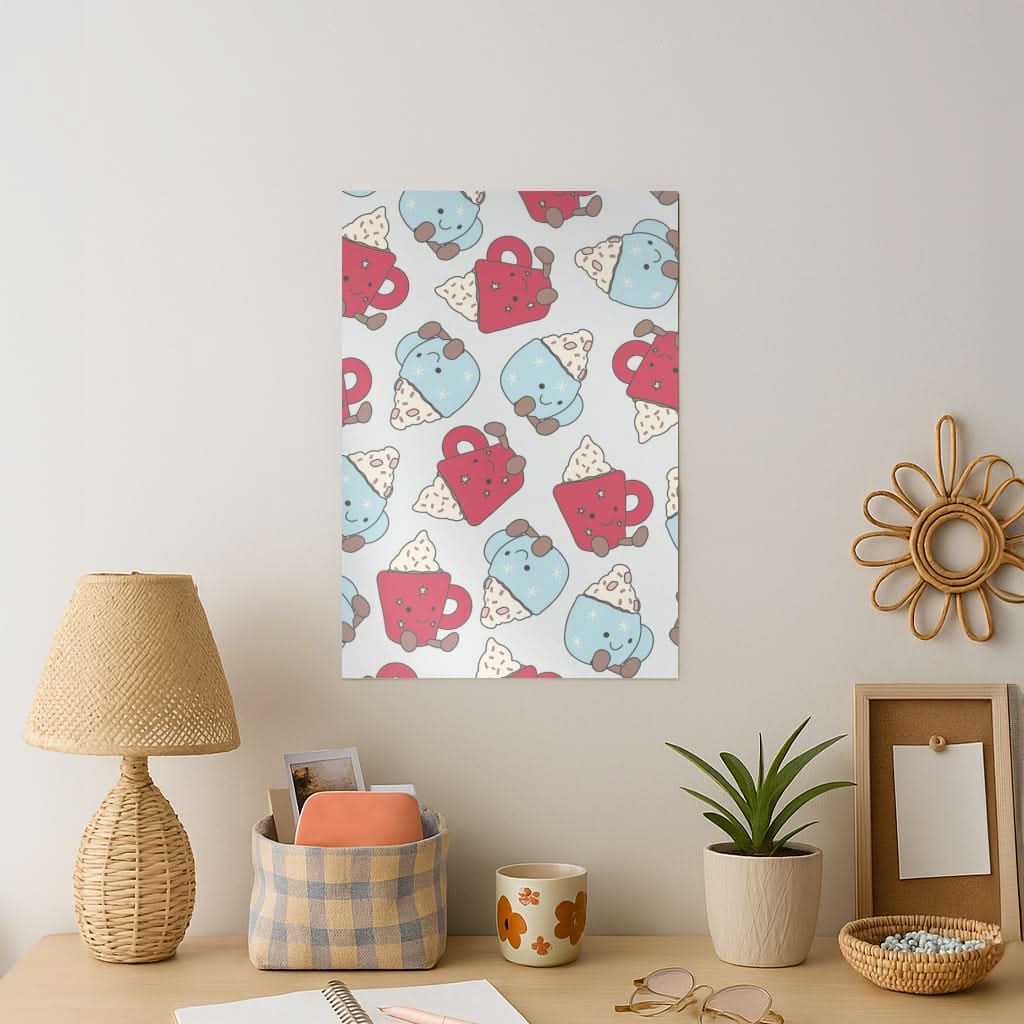 Christmas Drinks Plushies Pattern Art Print