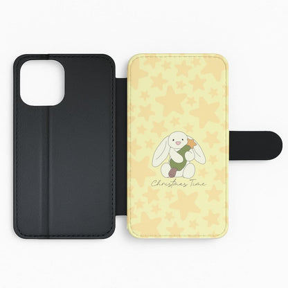 Christmas Bunny Stars Plush Flip Phone Case