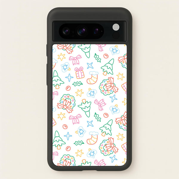 Neon Christmas Icons Pattern II Google Pixel 8 Pro Case
