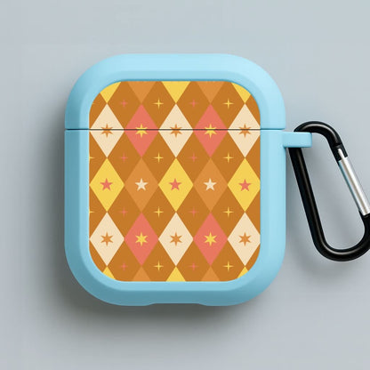 Retro Christmas Argyle Pattern Blue AirPods Case