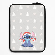 Cute Blue Alien Candycane Laptop Sleeve 1