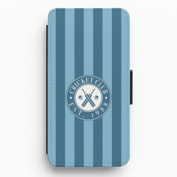 Stripey Cricket Badge Flip / Wallet Phone Case