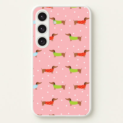 Christmas Jumpers Dachshund Pattern Galaxy S25 Plus Case