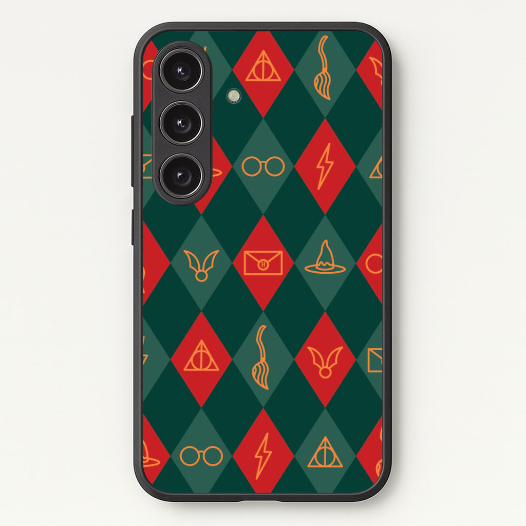 Christmas Wizard Icons Argyle Pattern Galaxy S24 Plus Case