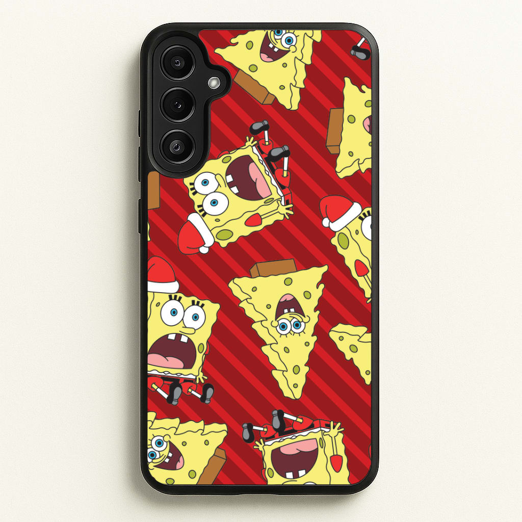 Christmas Cartoon Sponge Stripes Pattern Galaxy A36 Case