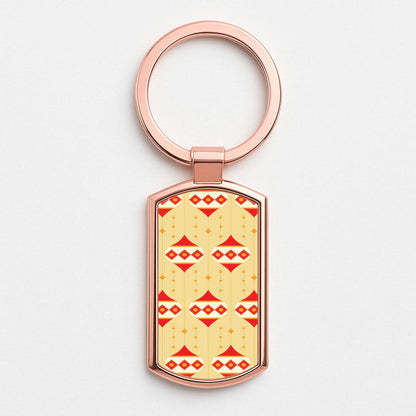 Abstract Christmas Baubles Pattern Rose Gold Keyring