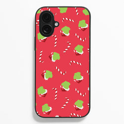 Green Creature And Candy Canes Pattern iPhone 16 Plus Case