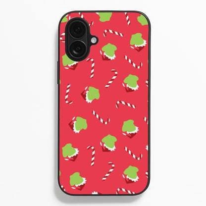 Green Creature And Candy Canes Pattern iPhone 16 Plus Case