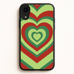 Red And Green Trippy Heart Christmas Pattern iPhone XR Case