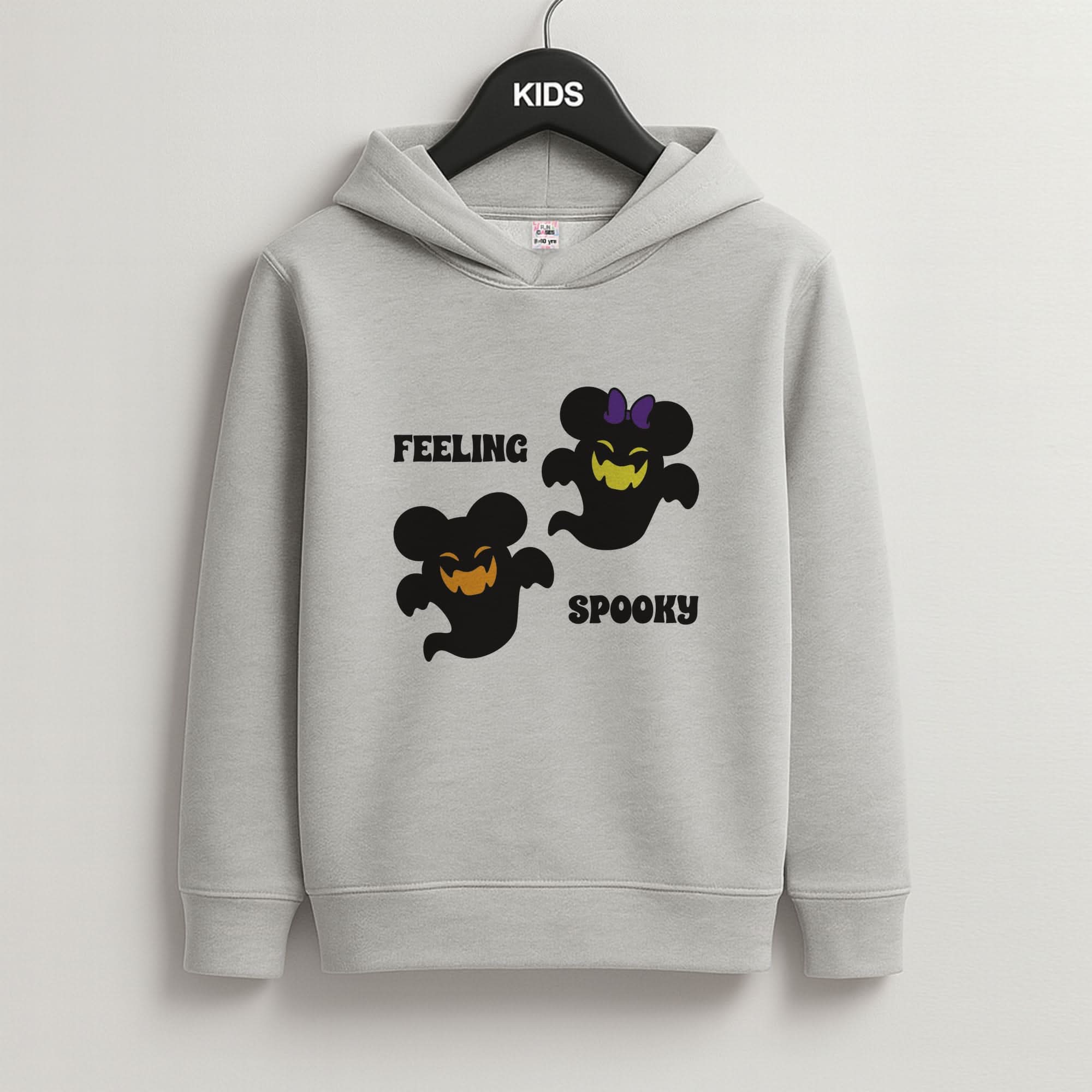 Feeling Spooky Mouse Ghosts Grey Kids Hoodie