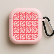 Square Abstract Flowers Pink AirPods Case 4