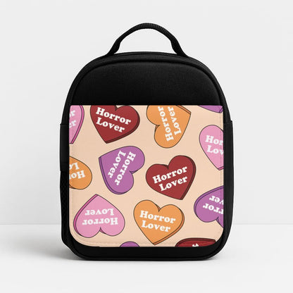 Horror Lover Hearts Pattern Insulated Lunch Bag