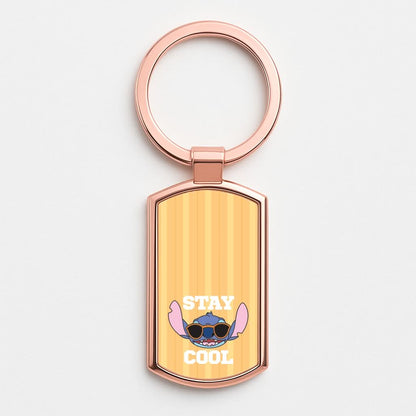 Stay Cool Blue Alien Rose Gold Keyring