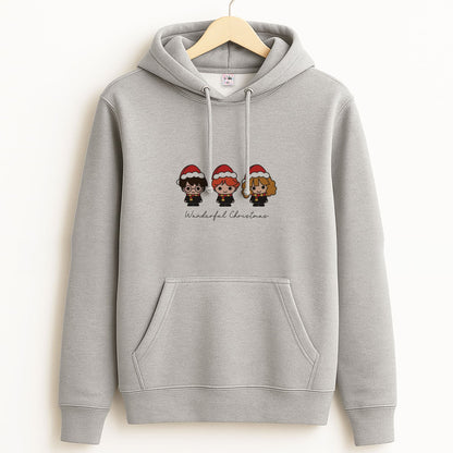Wizards With Christmas Hats Unisex Grey Hoodie