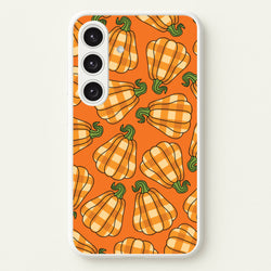 Tartan Pumpkins Pattern Galaxy S25 Plus Case