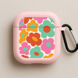 Abstract Trippy Retro Flowers Pink AirPods Case
