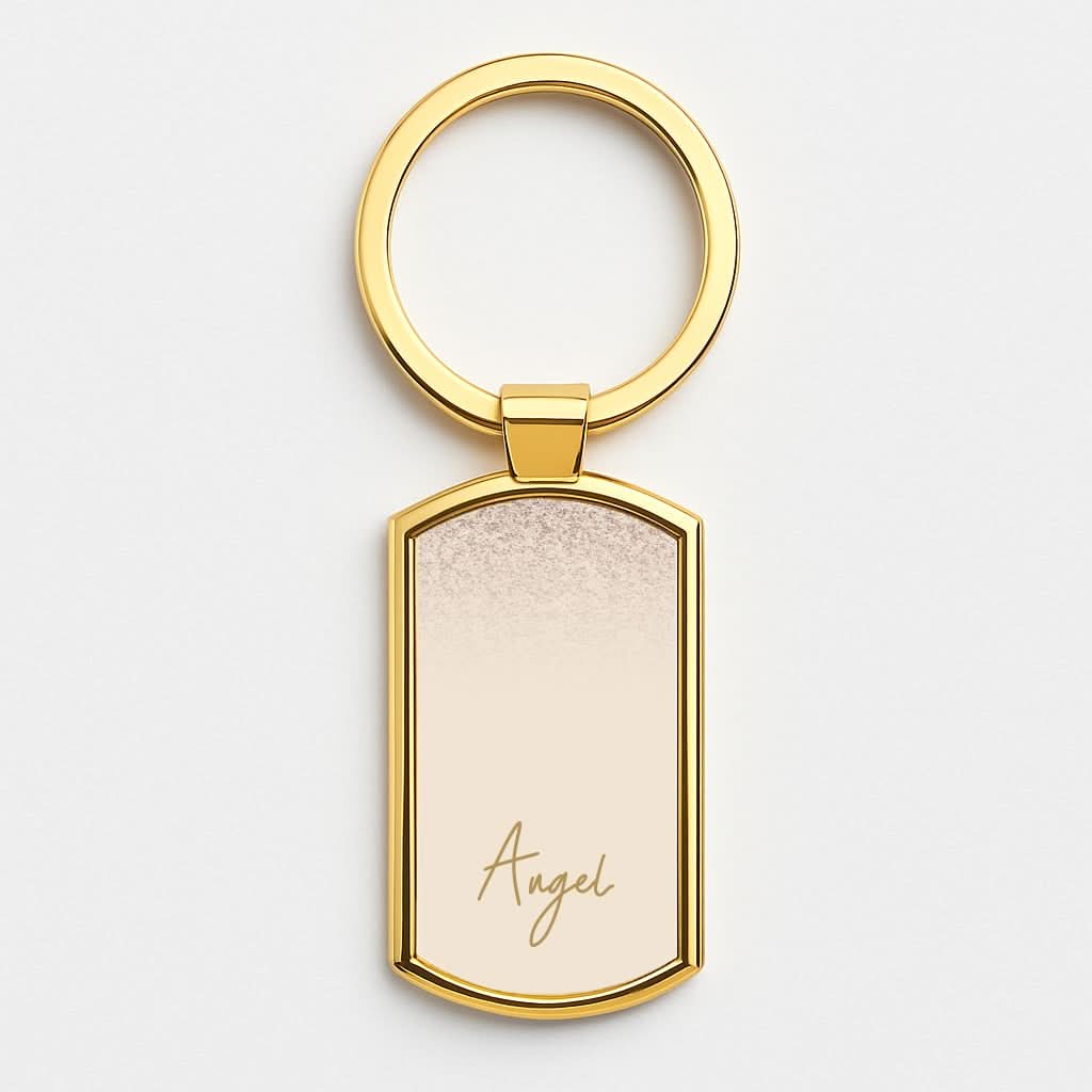 Peach Glitter Personalised Name Gold Keyring