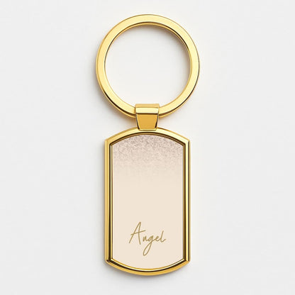 Peach Glitter Personalised Name Gold Keyring