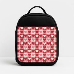 Pink Tartan Love Hearts Pattern Insulated Lunch Bag