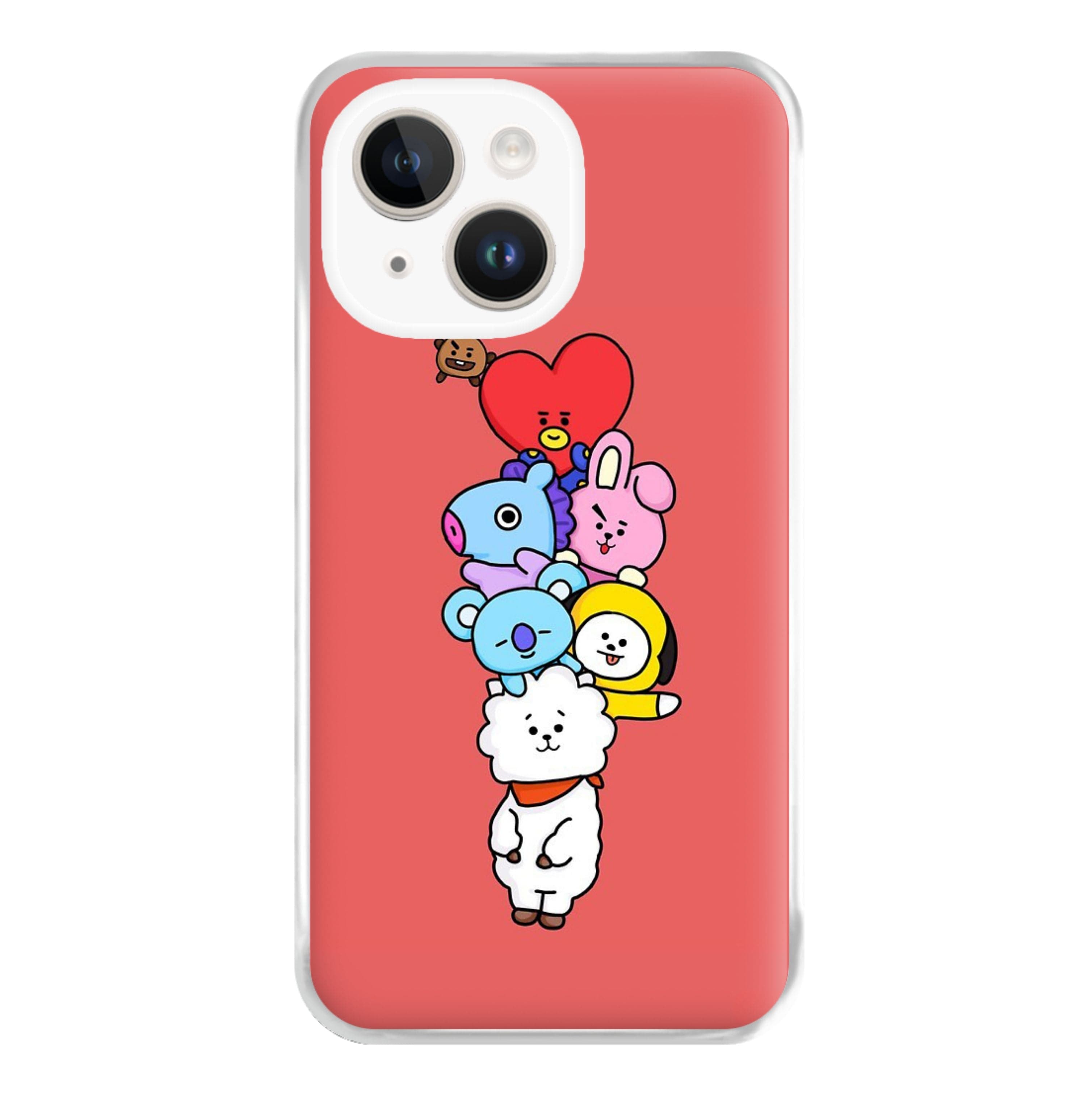 Red BT21 - RJ, Mang, Koya, Chimmy, Cooky, Shooky, Tata - K Pop Phone Case