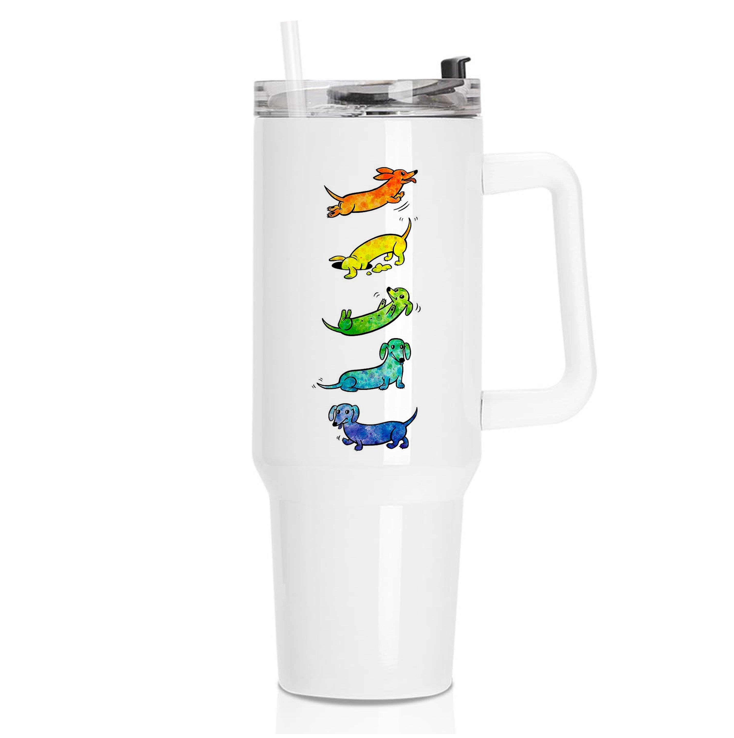 Watercolor Rainbow Dachshunds Tumbler