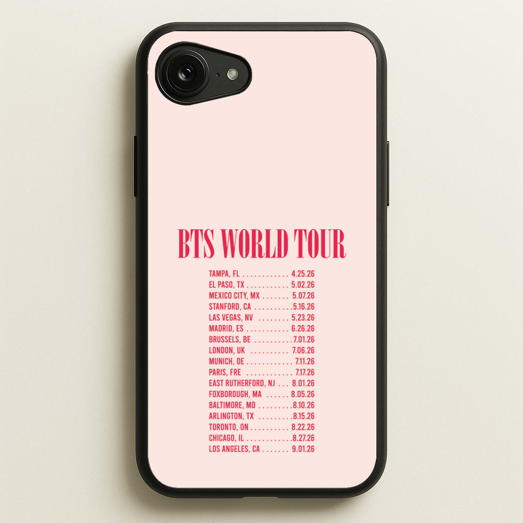 K-Pop Band World Tour List 2026 iPhone 16e Case