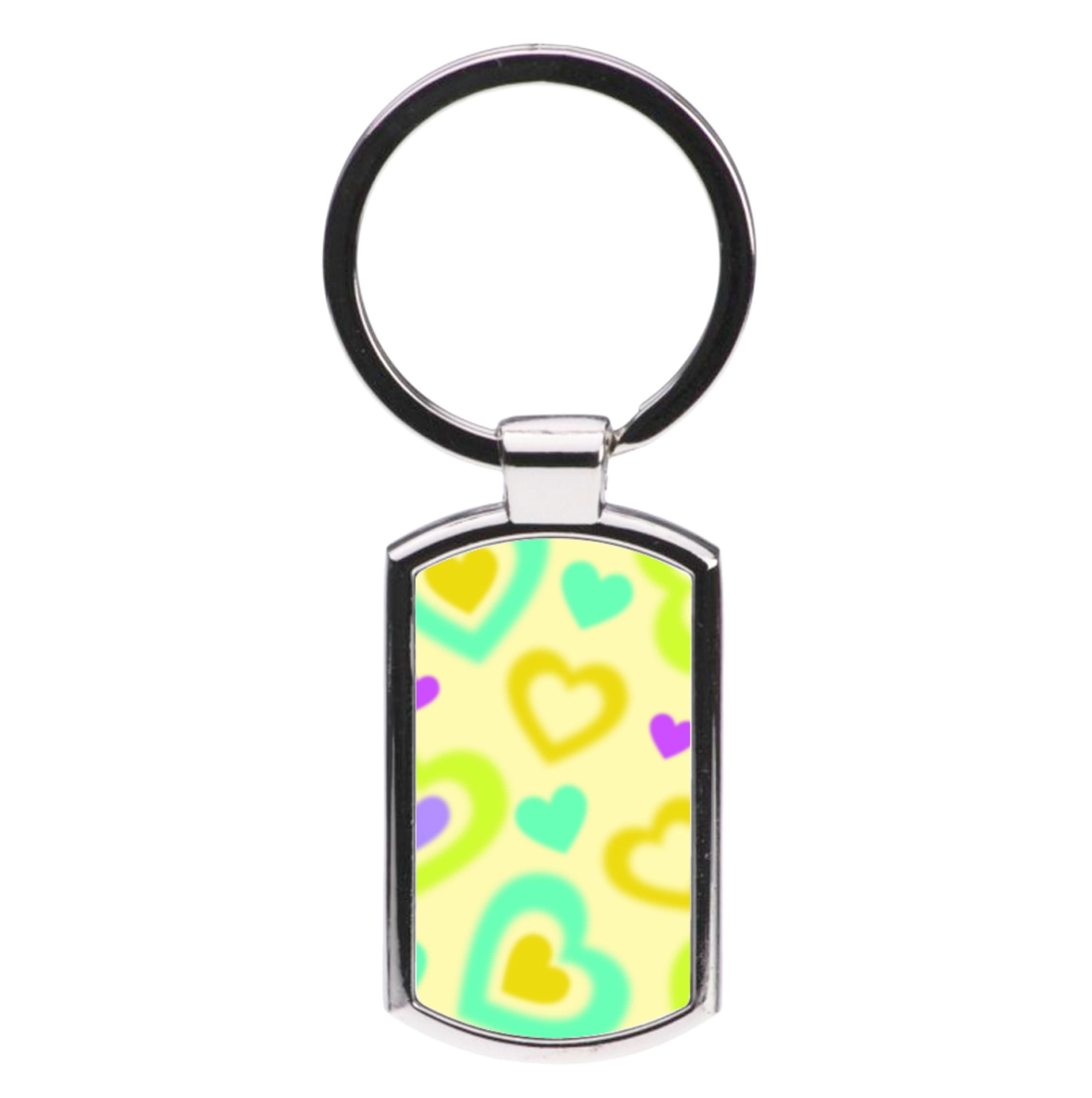 Multicoloured Hearts Gradient Pattern Luxury Keyring