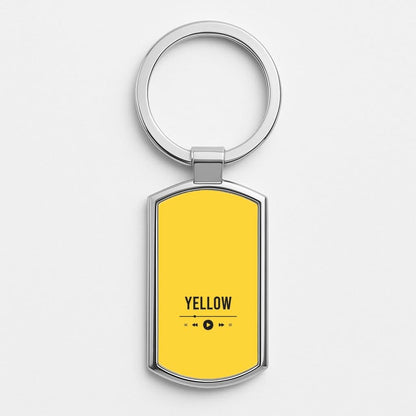 Yellow Music Player Silver Metal Keyring
