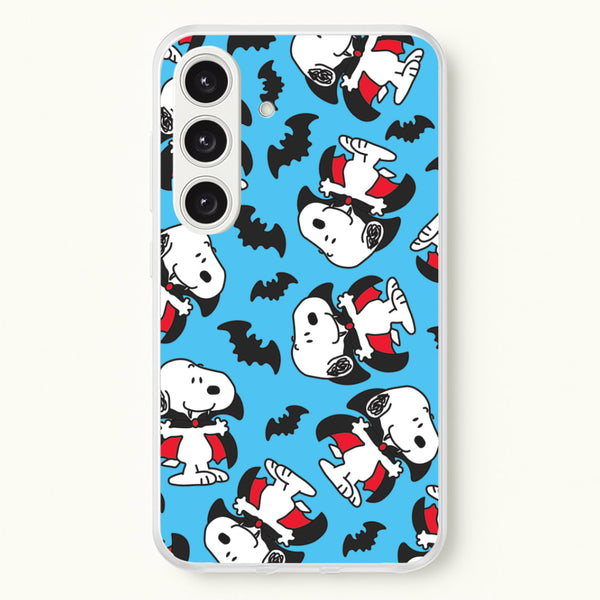 Cartoon Beagle Vampire And Bats Pattern Galaxy S24 Case