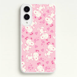 Cartoon Beagle Valentine Hearts Pattern Galaxy S25 Edge Case