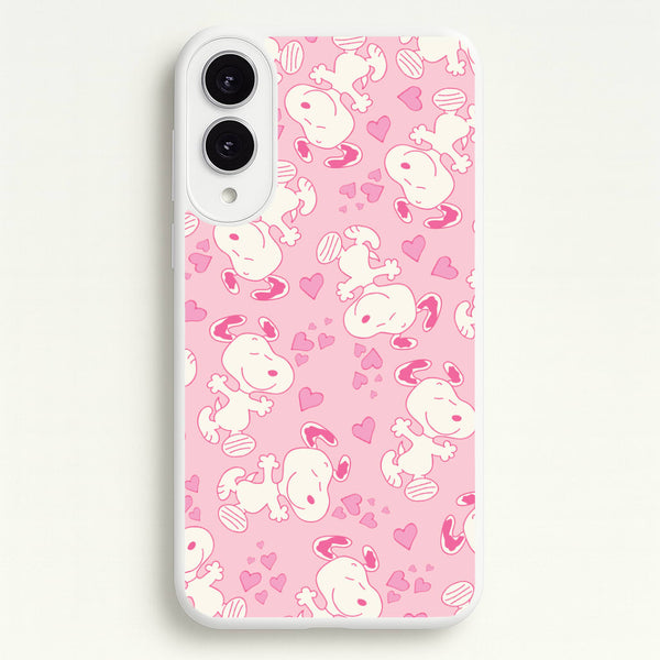 Cartoon Beagle Valentine Hearts Pattern Galaxy S25 Edge Case