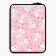 Cartoon Beagle Valentine Hearts Pattern Laptop Sleeve 1