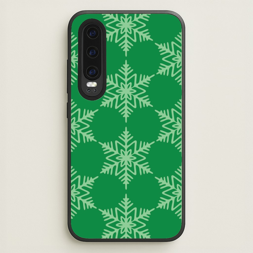 Green Giant Snowflakes Christmas Pattern Huawei P30 Case
