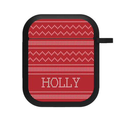 Personalised Christmas Jumper Red AirPods Case